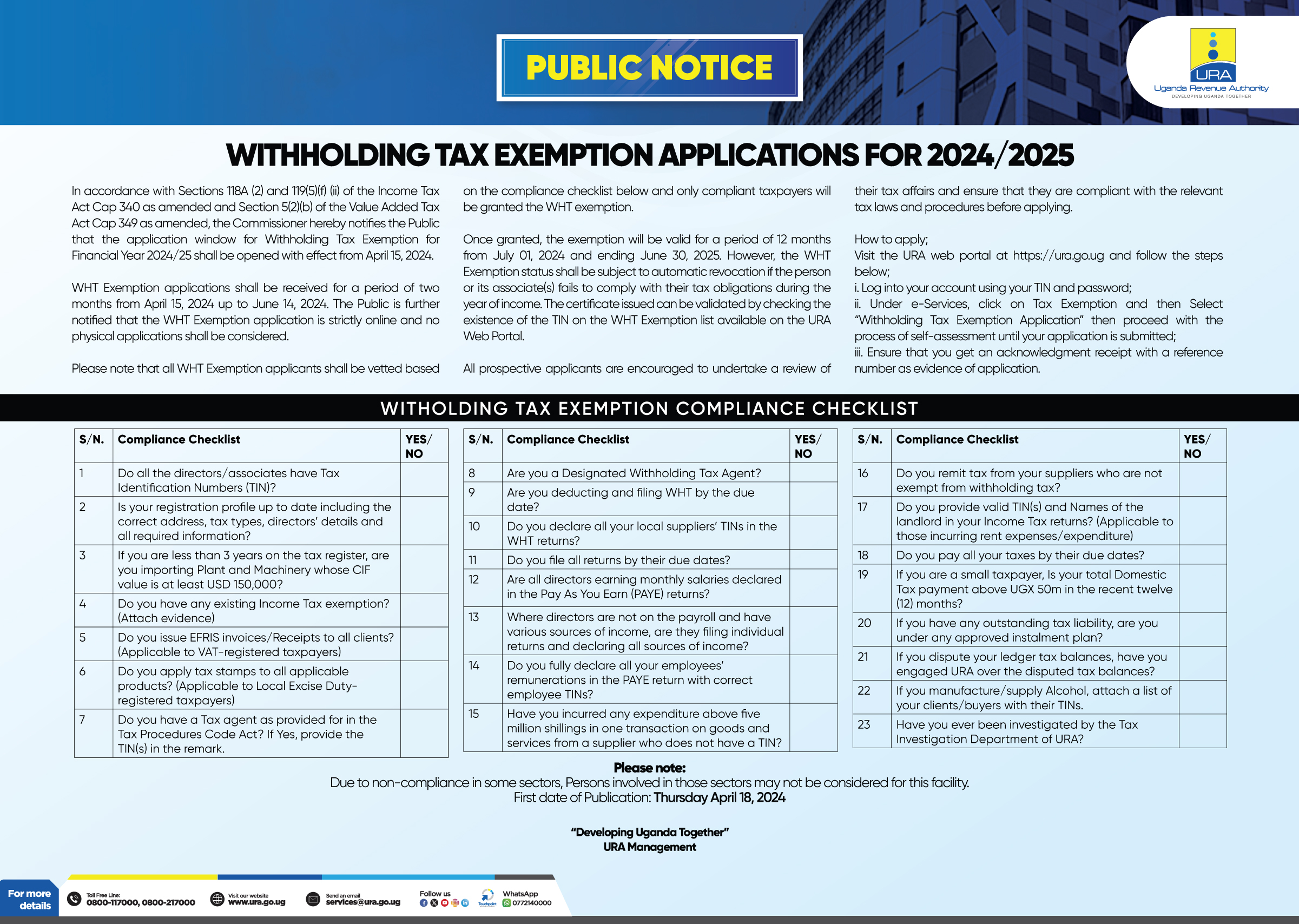 Withholding Tax Exemption Applications For 2024/2025 The Taxman